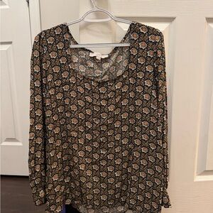 LOFT Black, Orange and White Blouse